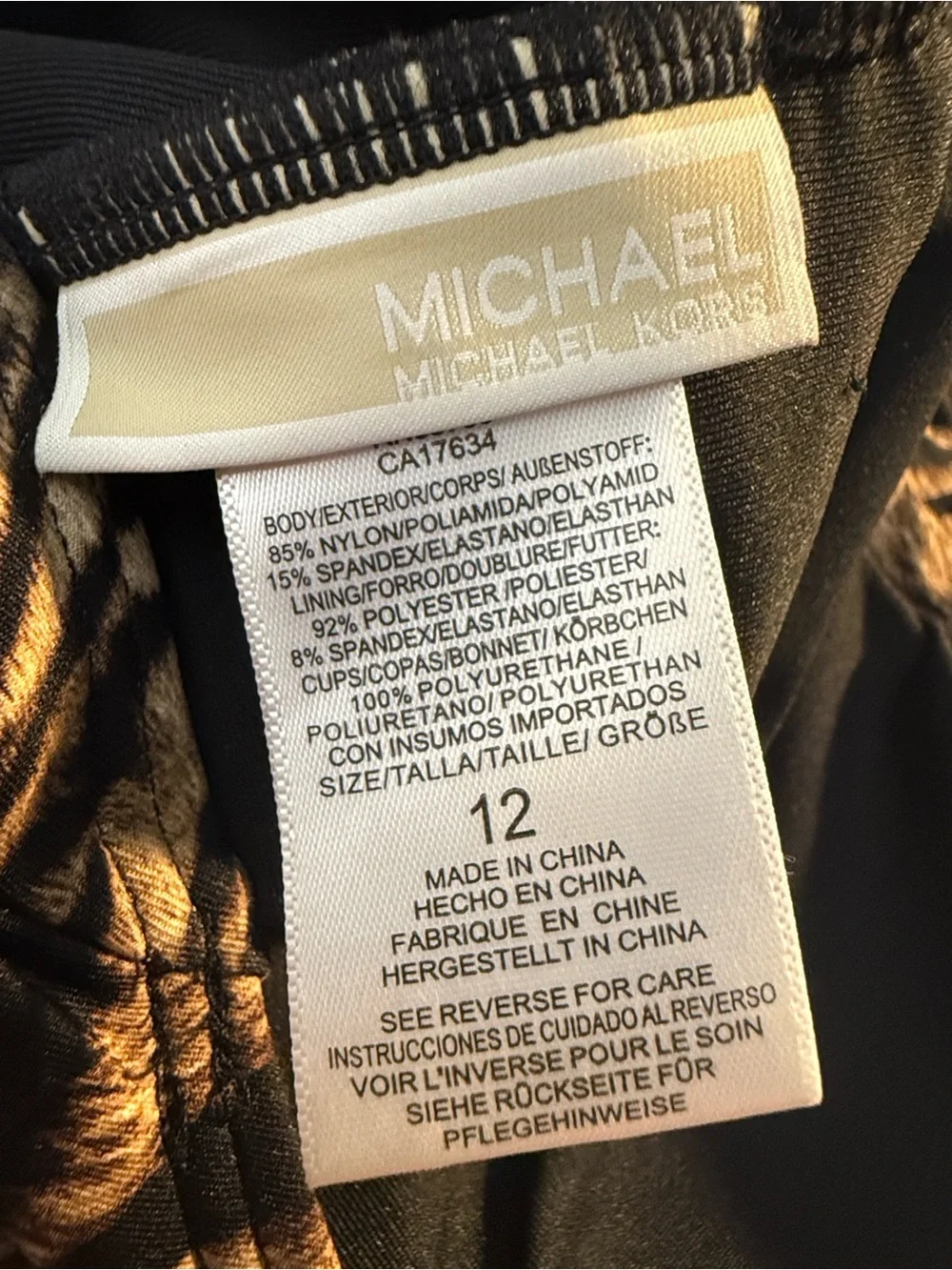 Michael Kors Brown and Black Animal Print Halter One-Piece Swimsuit
